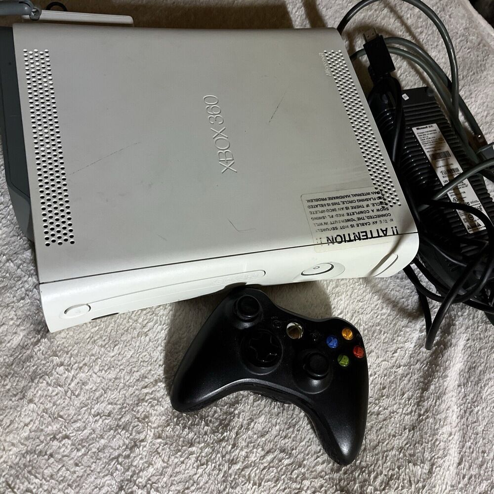 Microsoft Xbox 360 Lot 120GB White Console WiFi Extender Power Cord Controller